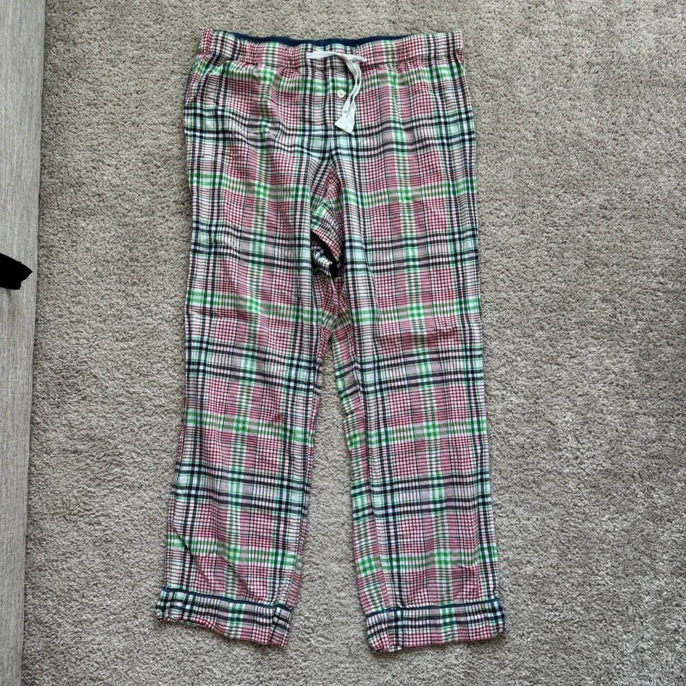 Mens Plaid Pajama Pants Red Green Navy Blue Drawstring Sleep Lounge size L